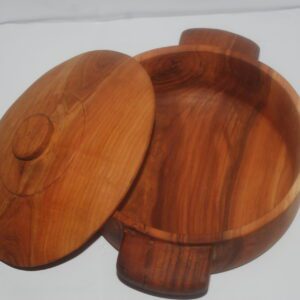 Handmade Apricot Wood Bowl with  Large Lid