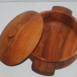Handmade Apricot Wood Bowl with  Large Lid