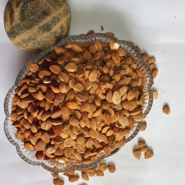 almonds in glass bowl